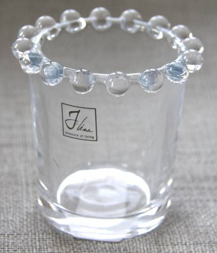 Teelicht, mit Glasperlenrand